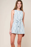 MOMENT MAKER LACE DENIM ROMPER BLUE