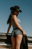 Leia Fringe Micro Shorts in Medium Wash