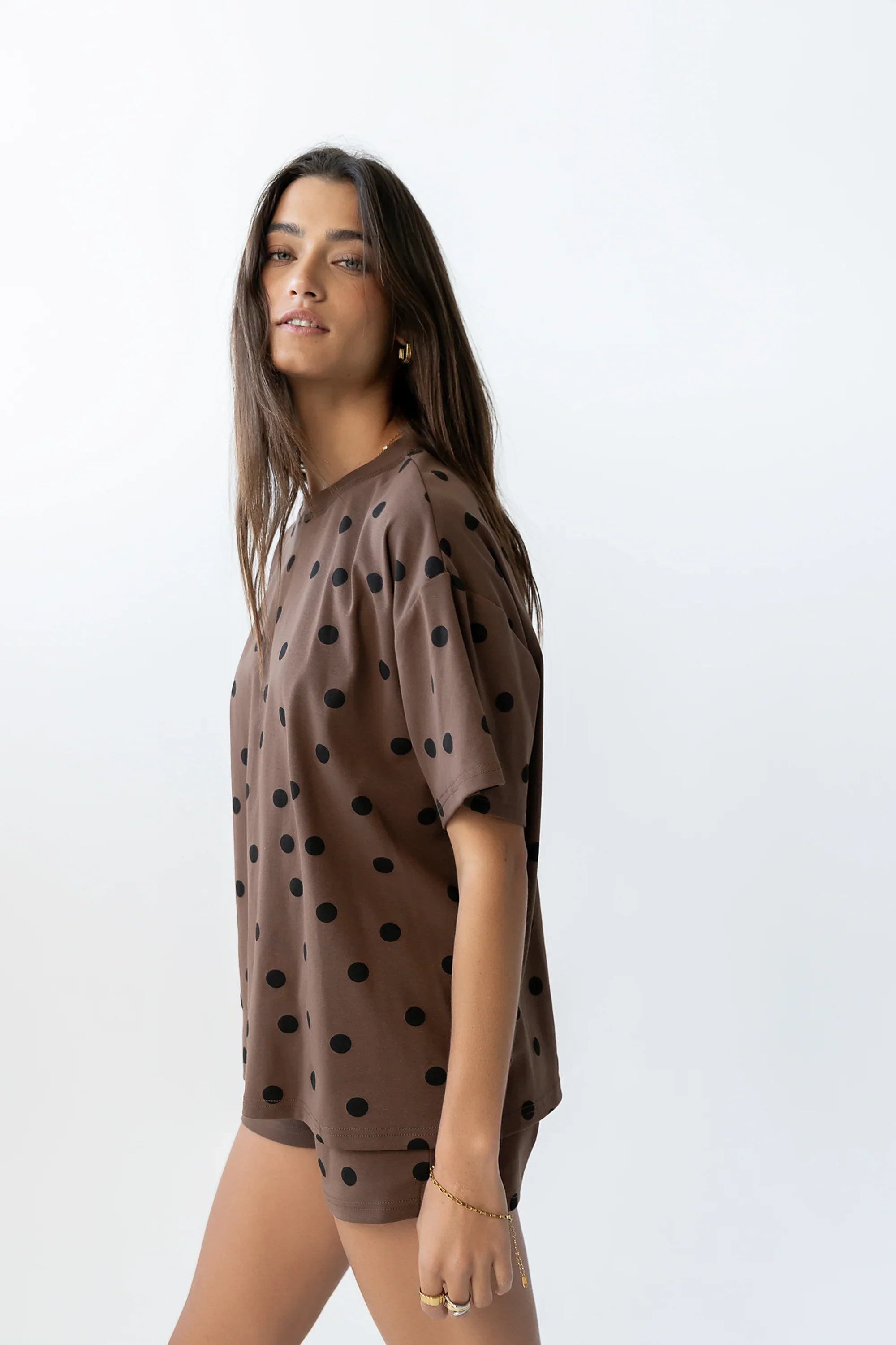James Polka Dot Tee in Brown FINAL SALE