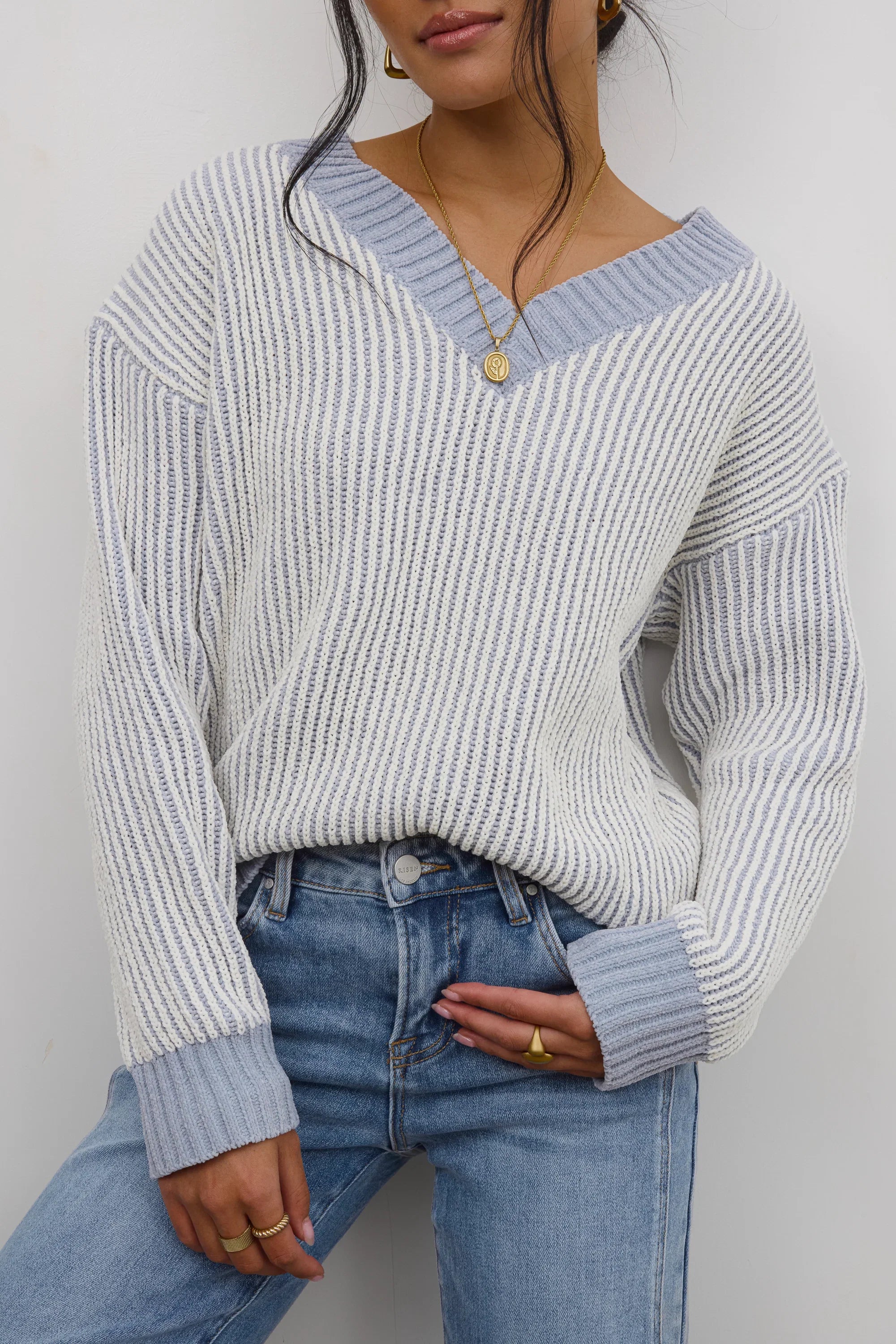 Glinda Knit Sweater in Blue FINAL SALE
