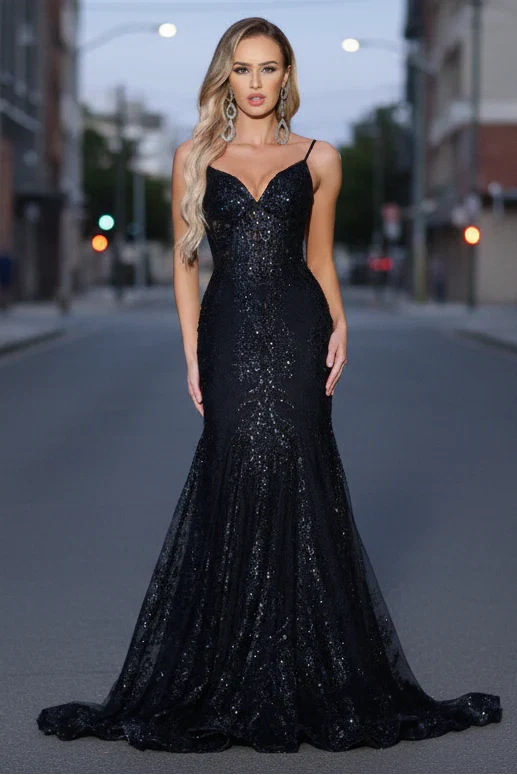 Lyra Gown Black FITTED FLORAL GLITTER PRINT CORSET GOWN
