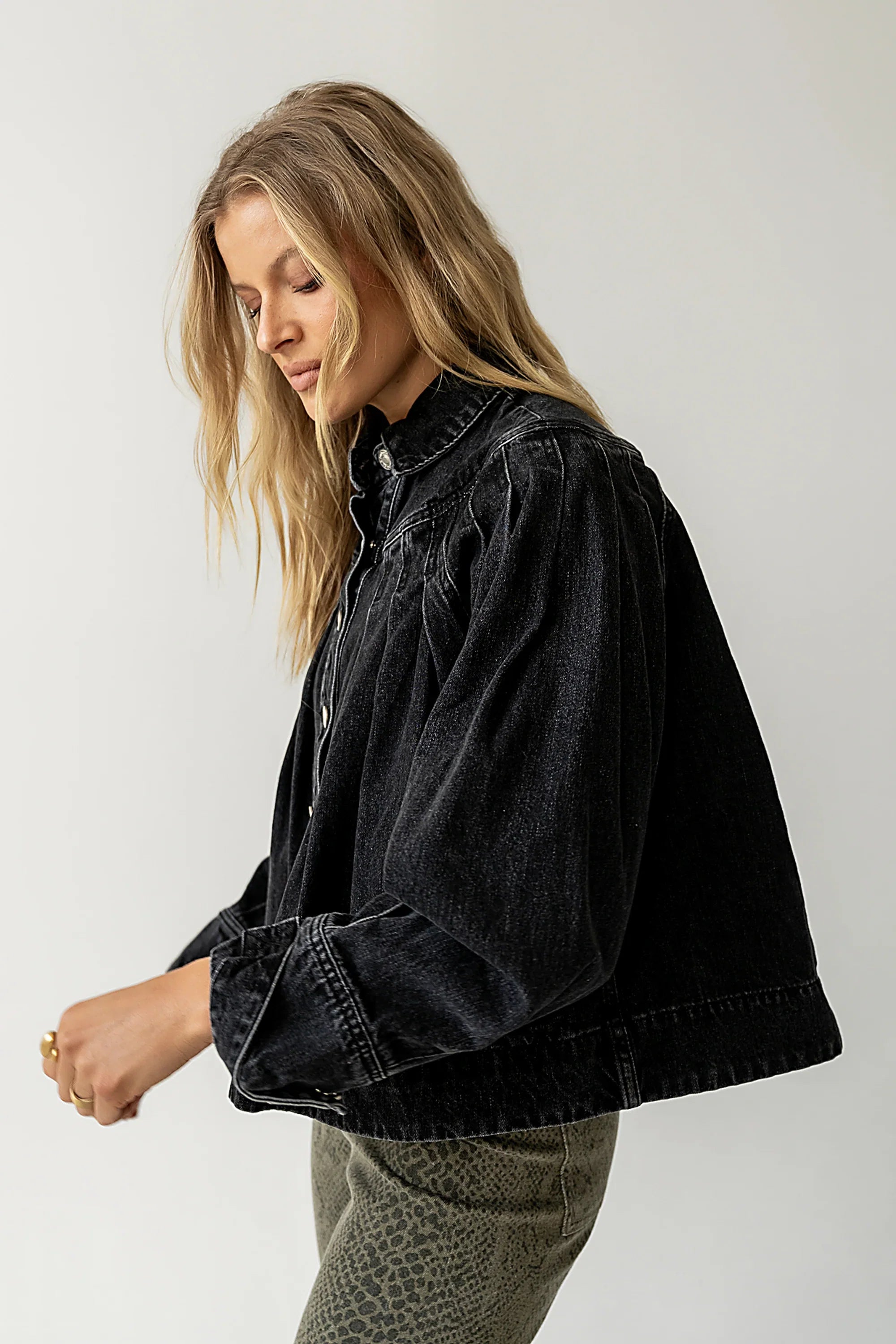 Lennon Denim Jacket in Washed Black FINAL SALE