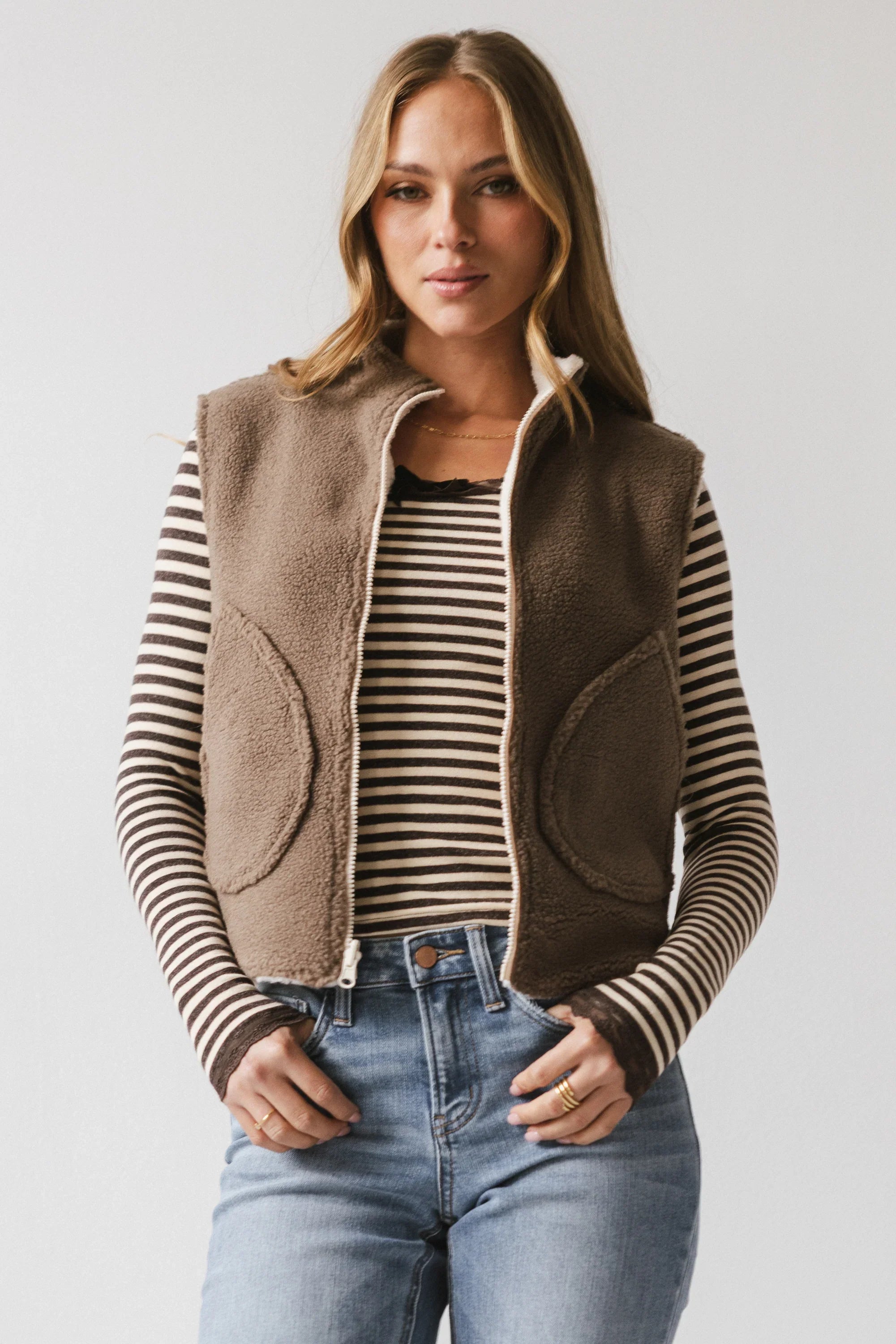 Kiya Striped Top in Brown