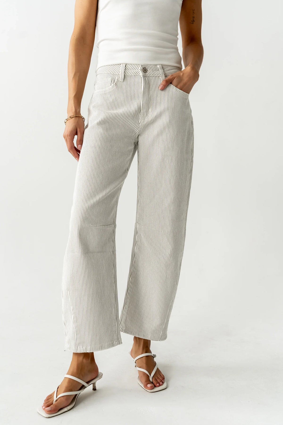Tilly Striped Barrel Jeans