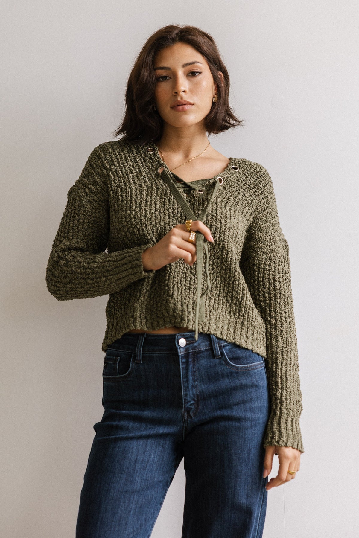 Georgie Knit Sweater in Olive