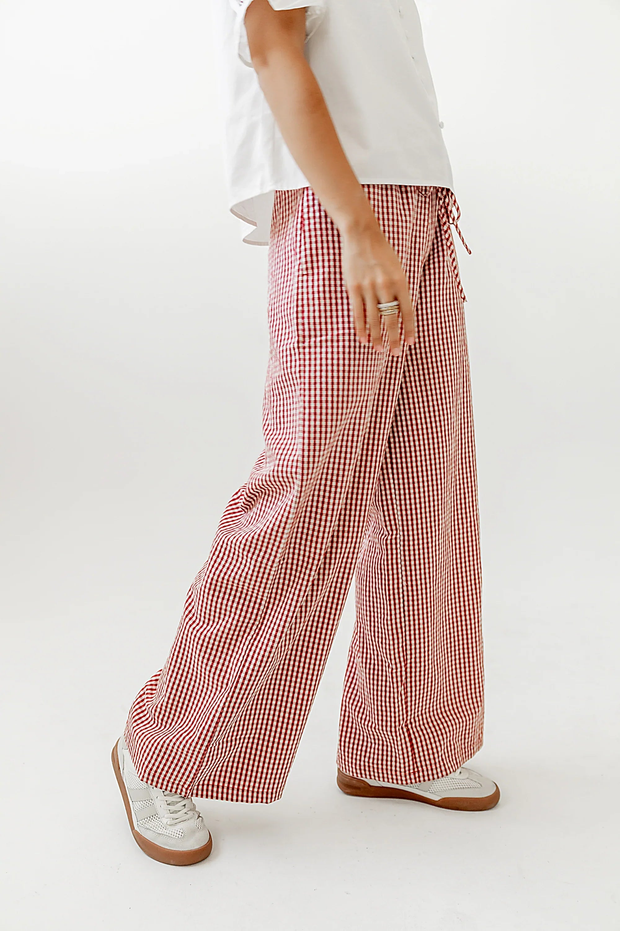 Ada Gingham Wide Leg Pants in Red FINAL SALE