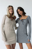 Venice Striped Mini Dress in Cream