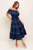 BUTTERCREAM DREAM NAVY MIDI DRESS