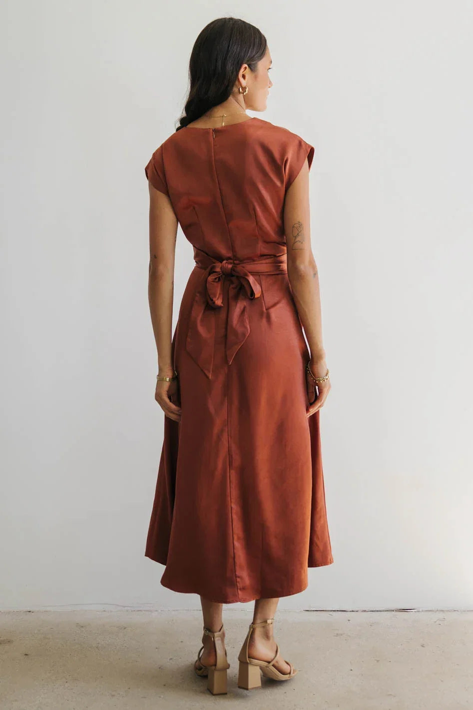 Rosalind Midi Dress in Rust FINAL SALE