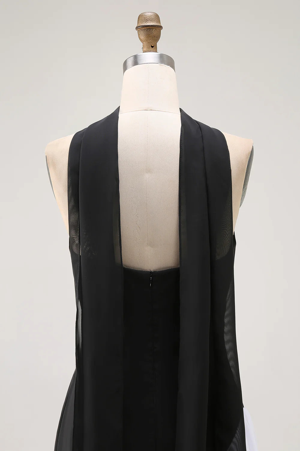White Black Strapless Sheath Convertible Maxi Dress with Slit