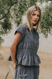 Ashton Smocked Top in Blue