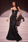 Maddox Gown Black STRAPLESS GLITTER EMBELLISHED GOWN