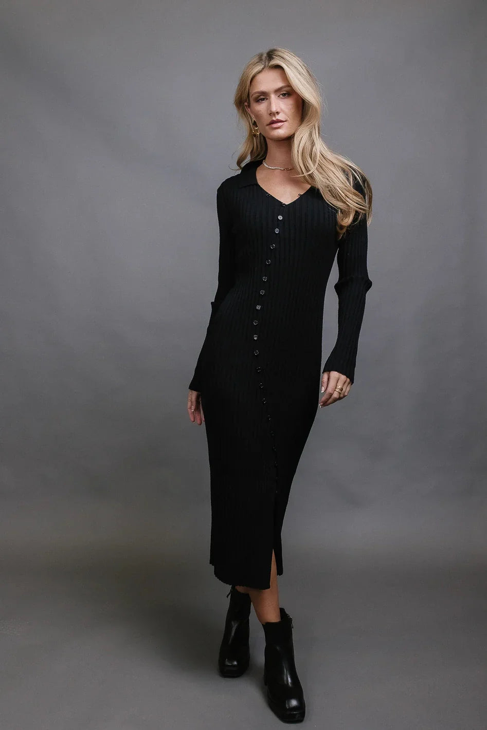 Larissa Ribbed Dress in Black FINAL SALE