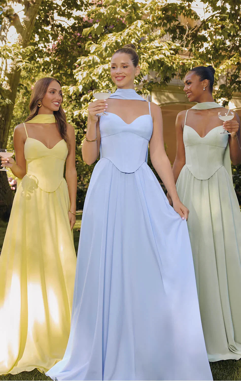 EFFIE GOWN A LINE CHIFFON DRESS WITH SCARF