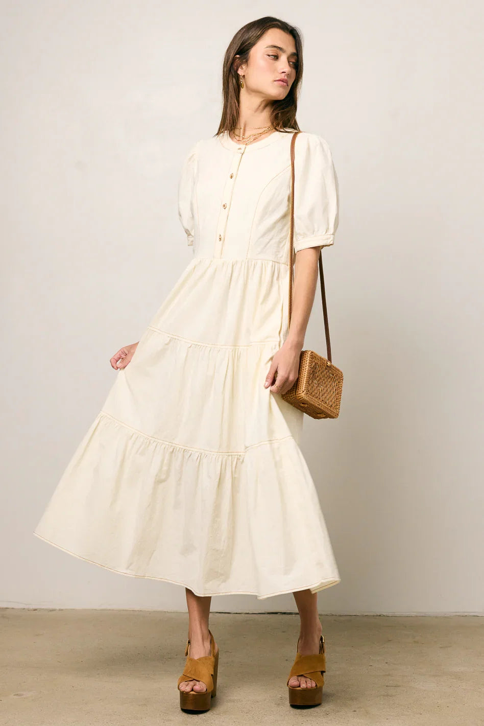 Finey Button Front Maxi Dress in Cream FINAL SALE