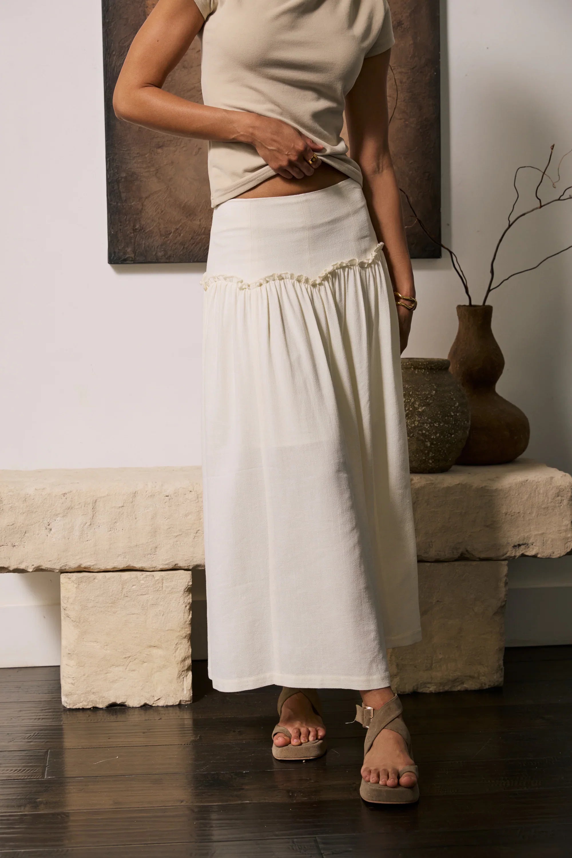 Ray Scallop Maxi Skirt