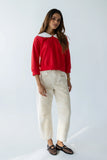 Kinsey Embroidered Barrel Jeans in Beige