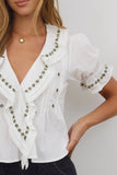 Suzie Embroidered Blouse in Off White FINAL SALE
