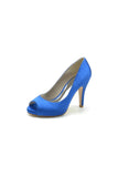 Peep Toe Slip on Satin Stiletto Heels