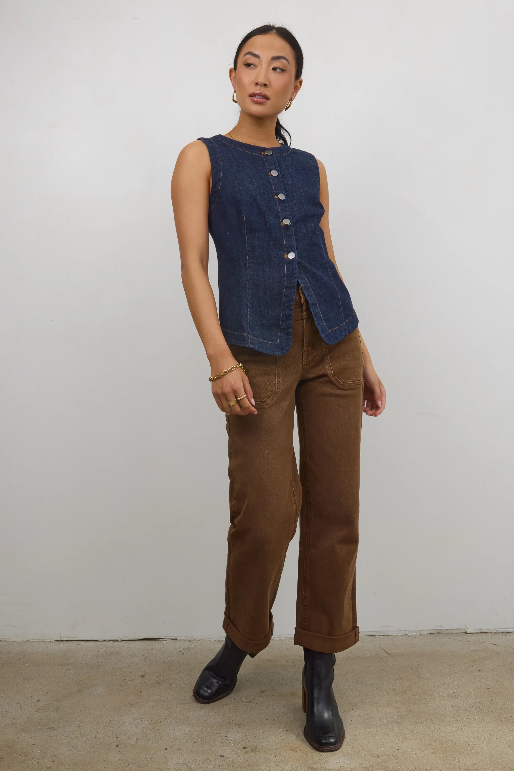 Amber Wide Leg Jeans in Brown FINAL SALE
