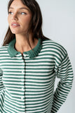 Brenna Striped Cardigan in Olive