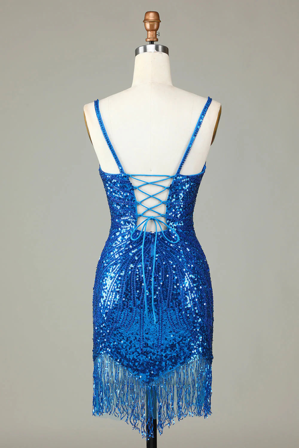 Glitter Fringe Sequin White Bodycon Beaded Short Homecoming Dress with Lace Up Back