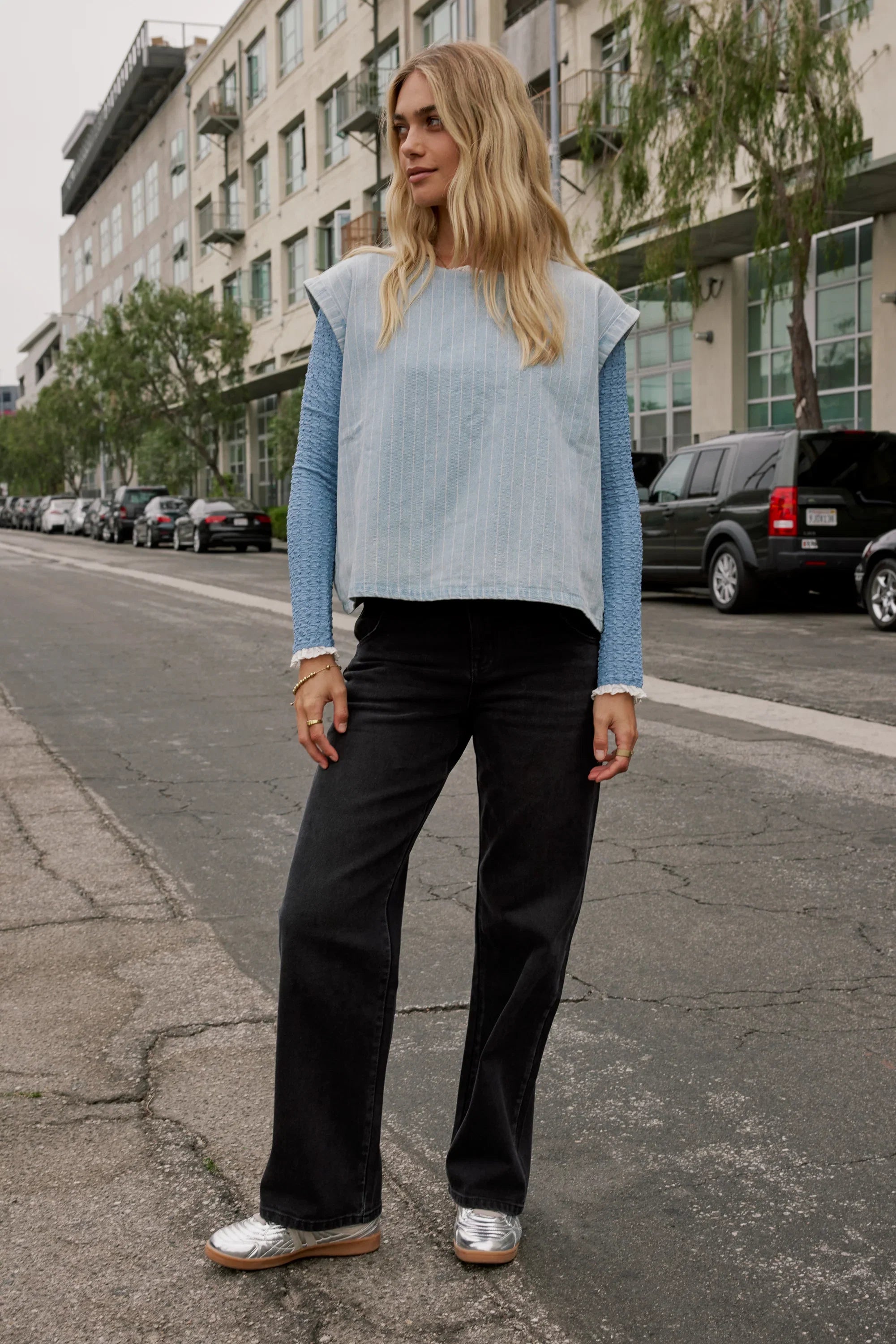 Alisson Striped Denim Blouse