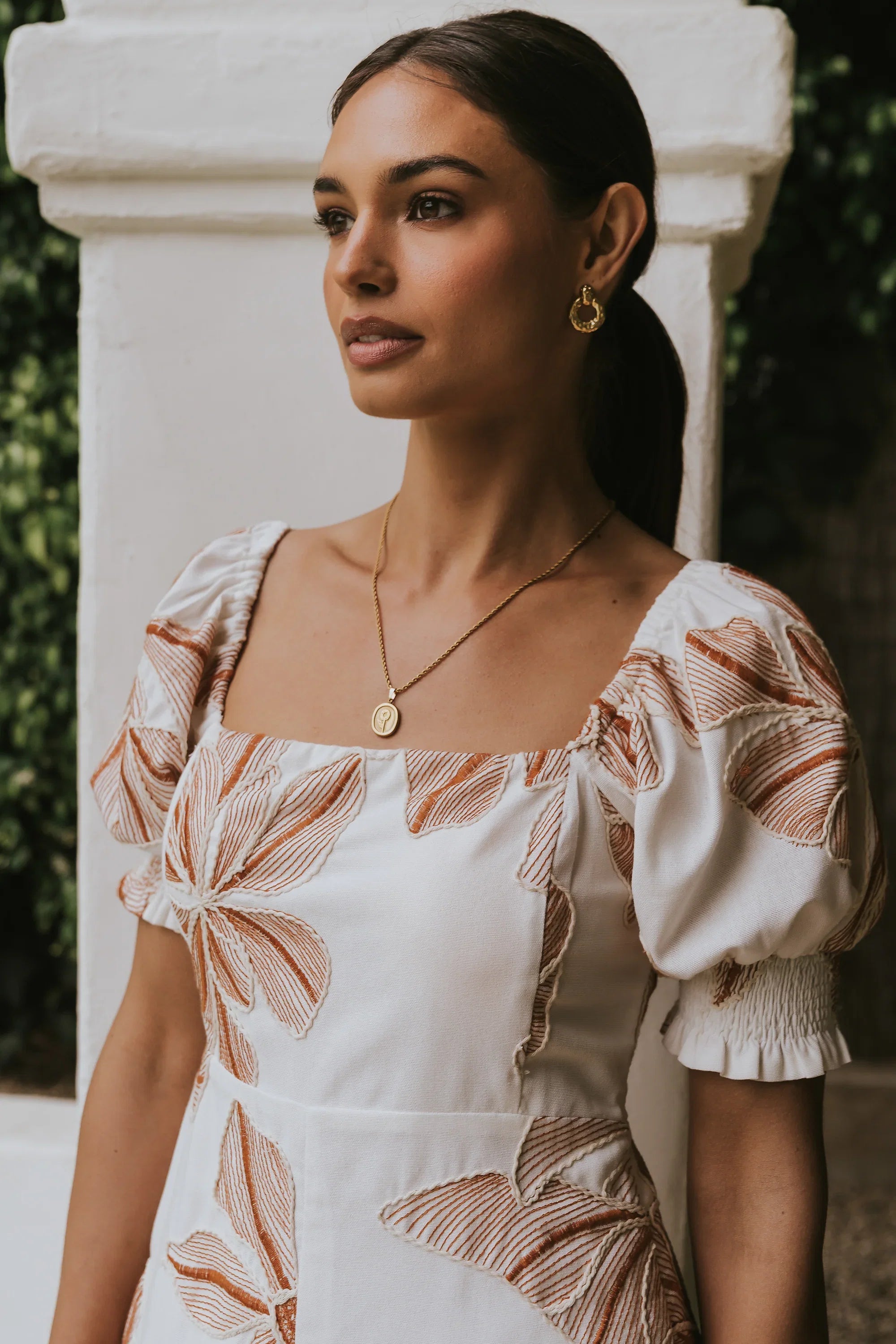 Mitsy Embroidered Floral Romper in Ivory
