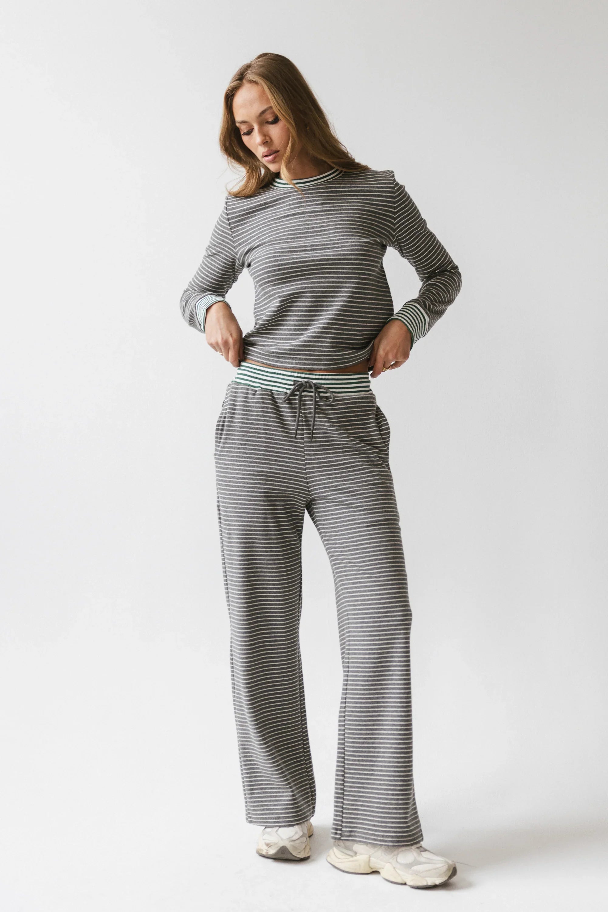 April Striped Pants in Grey FINAL SALE