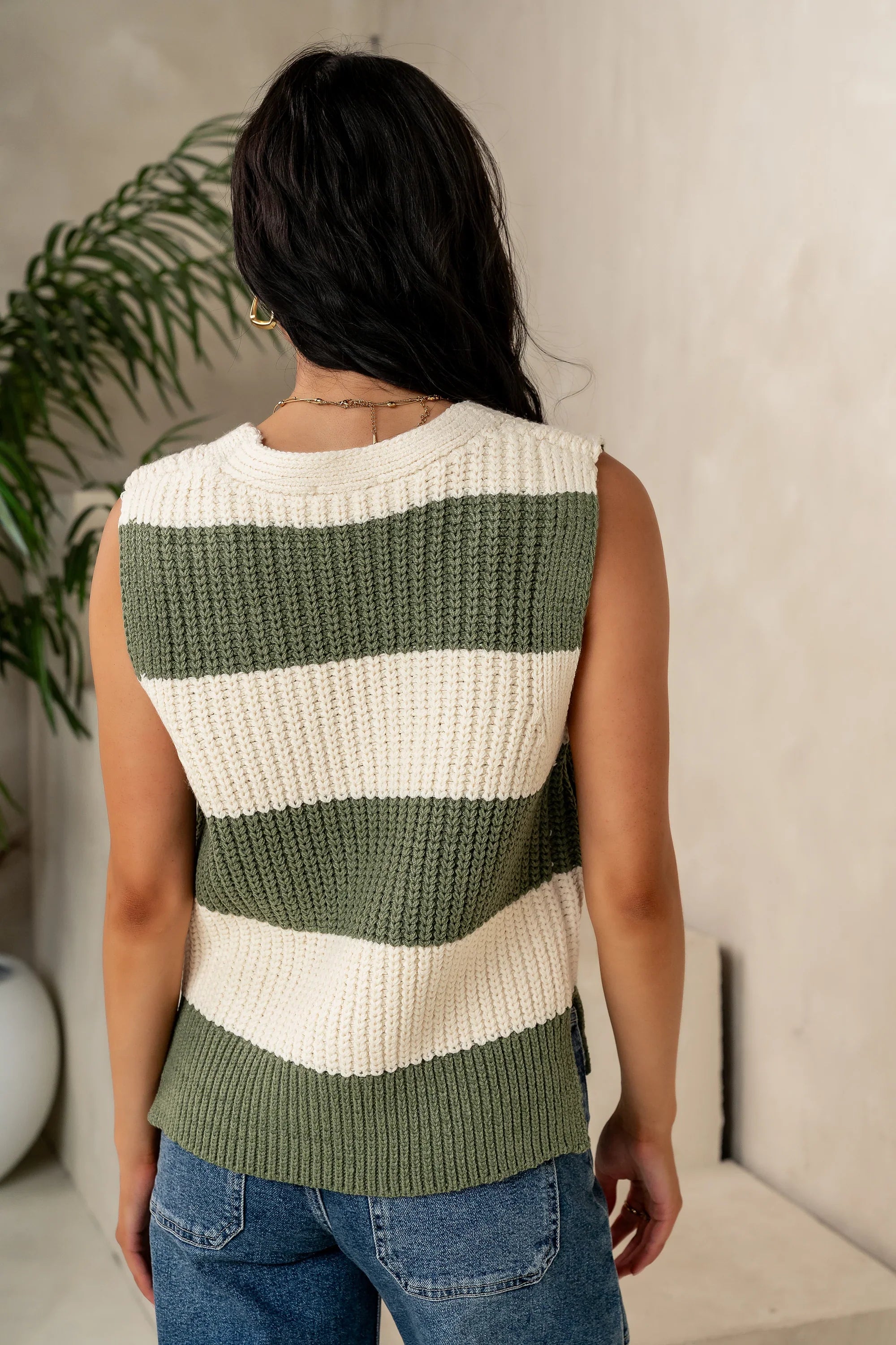 Yasmin Striped Sweater in Olive FINAL SALE