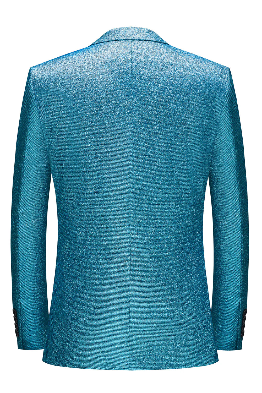 Mens Peacock Blue Sparkly Peak Lapel One Button 2 Piece Prom Suits