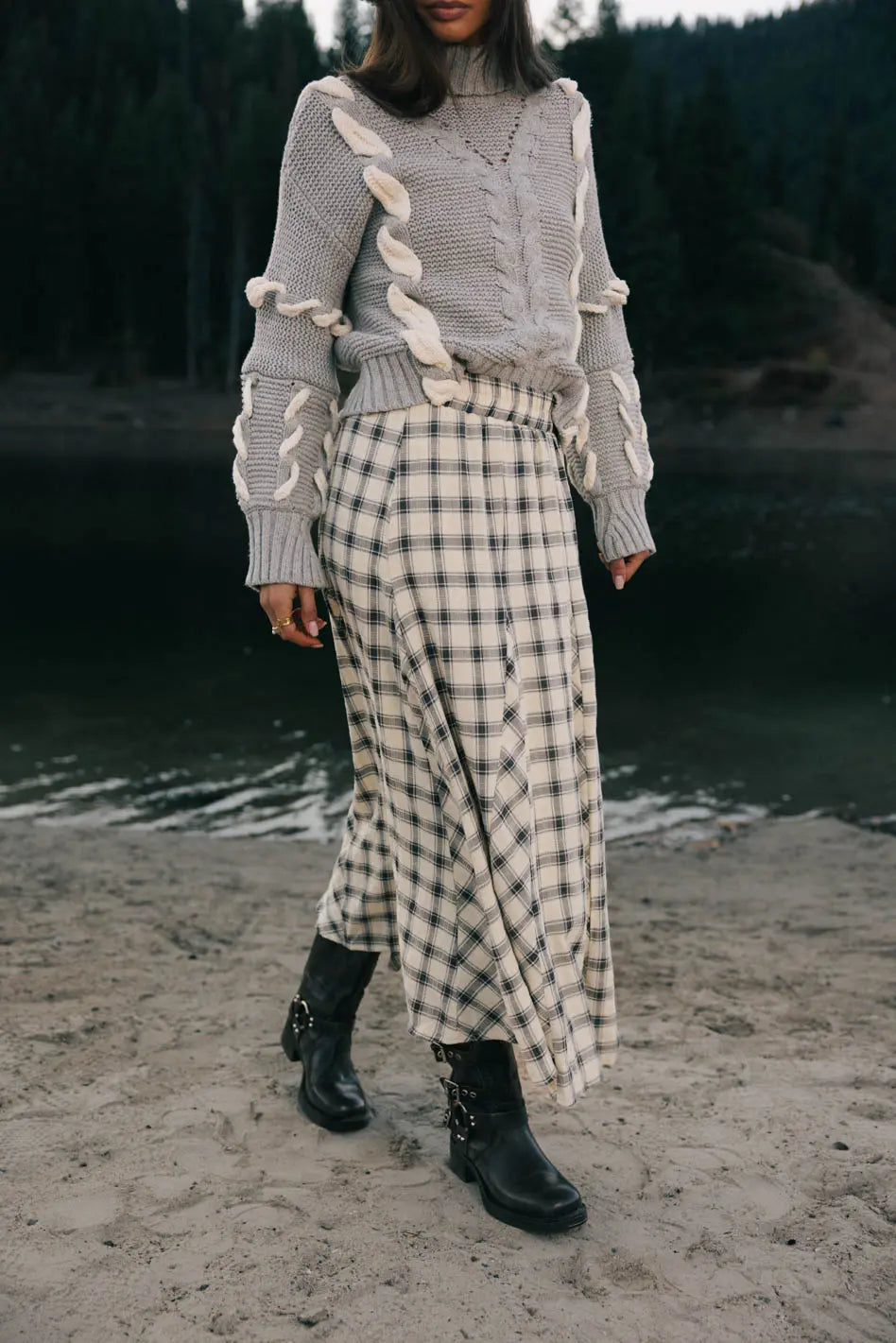 Pippin Plaid Maxi Skirt in Black FINAL SALE