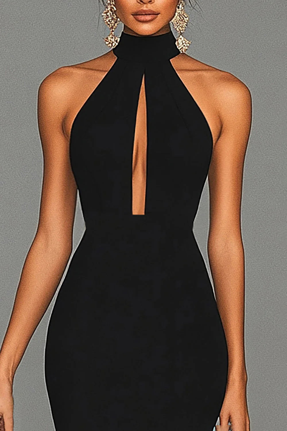 Black Halter Neck Mermaid Formal Dress