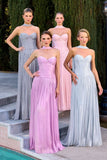 Linnea Gown Strapless Shimmer Chiffon Dress with Scarf