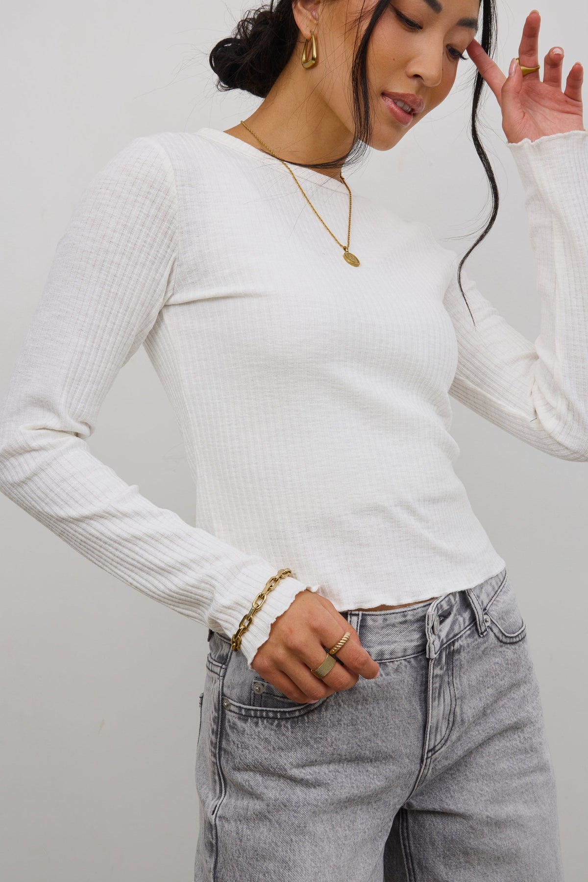Leif Knit Top in White FINAL SALE