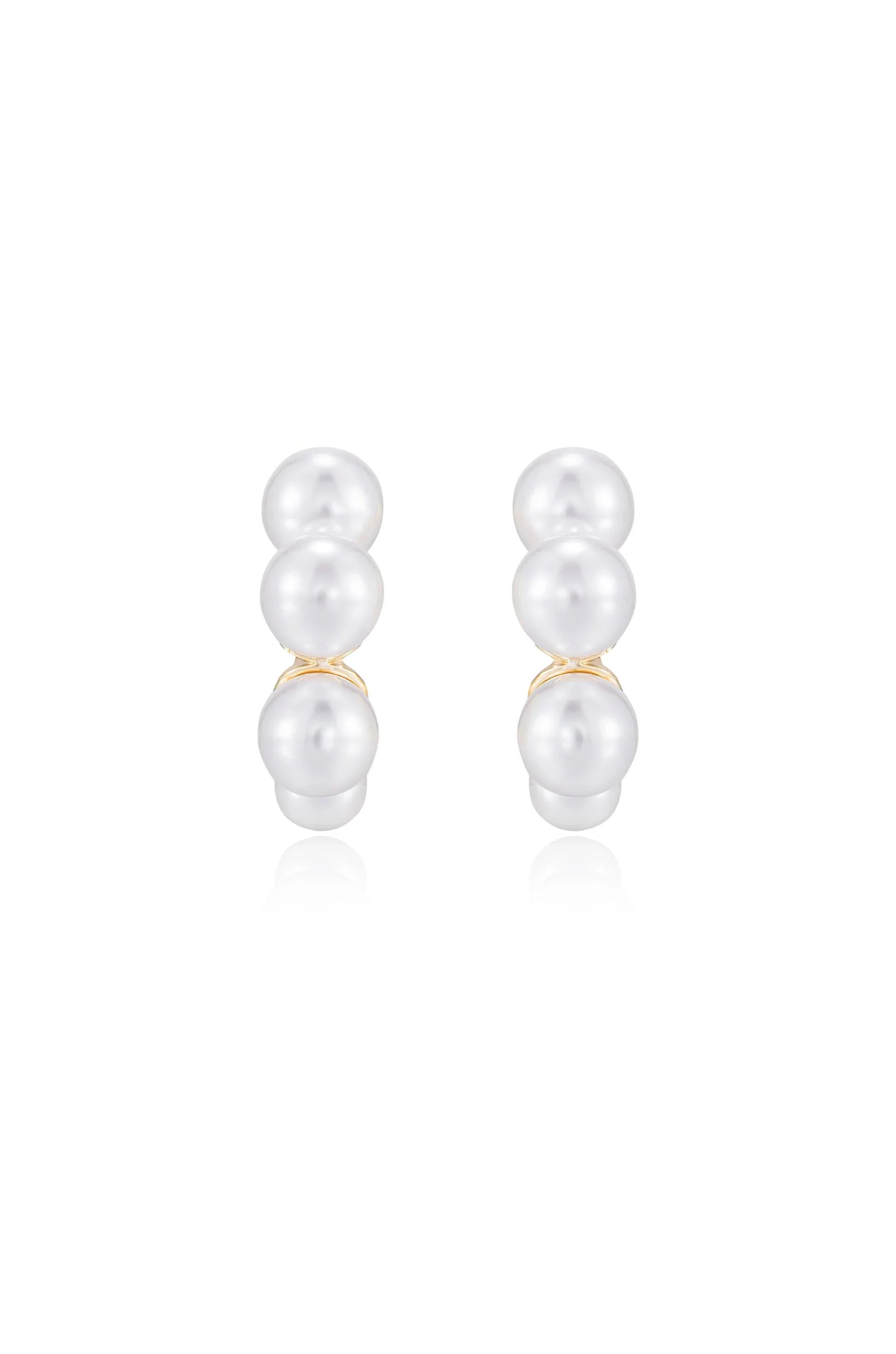 Five Pearls Hoop Earrings
