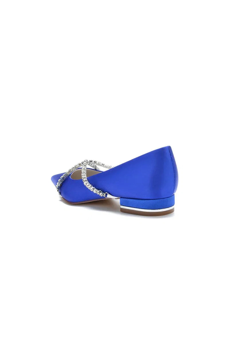 Pointed Toe Rhinestone Strap Kitten Heels