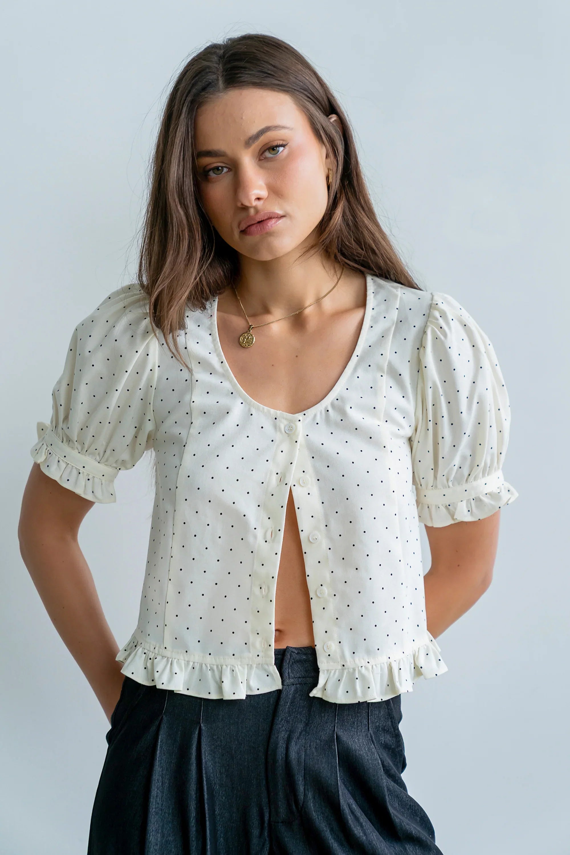 Jessie Polka Dot Blouse in Cream
