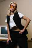 Carrie Button Up Vest in Black
