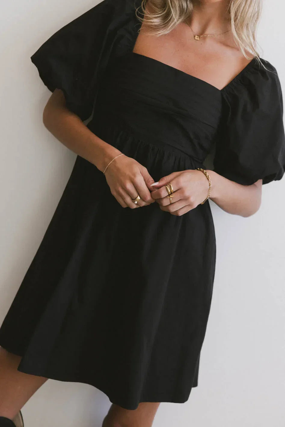 Dinah Pleated Mini Dress in Black FINAL SALE