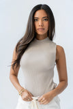 Rika Ribbed Top in Taupe
