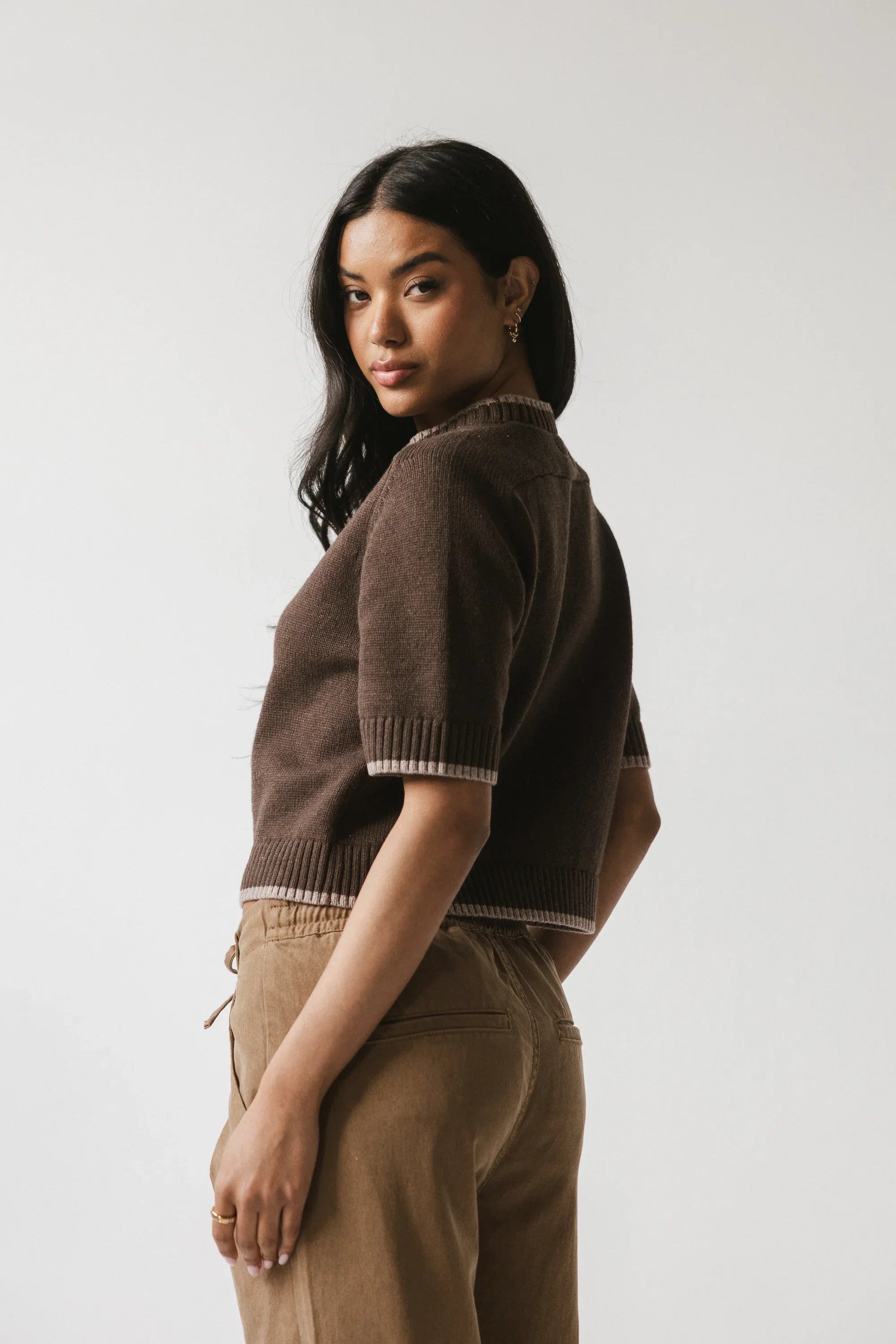 Rumple Contrast Top in Brown FINAL SALE