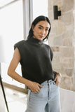 Kippa Shoulder Pad Sweater in Charcoal FINAL SALE