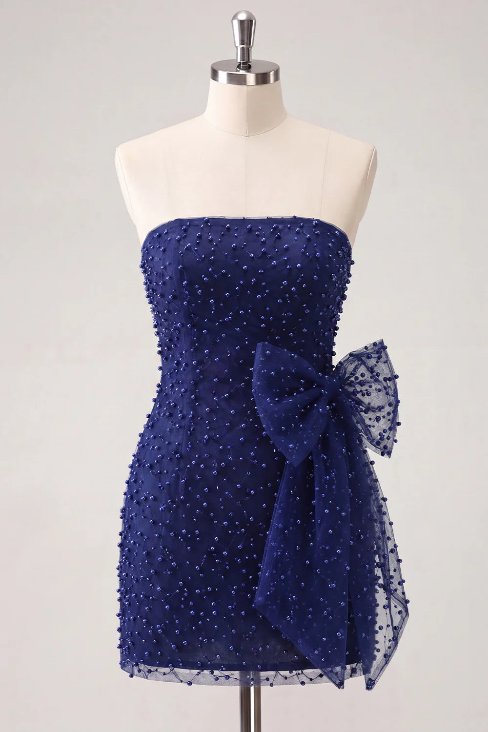 Lilac Bodycon Beaded Strapless Short Homecoming Dress