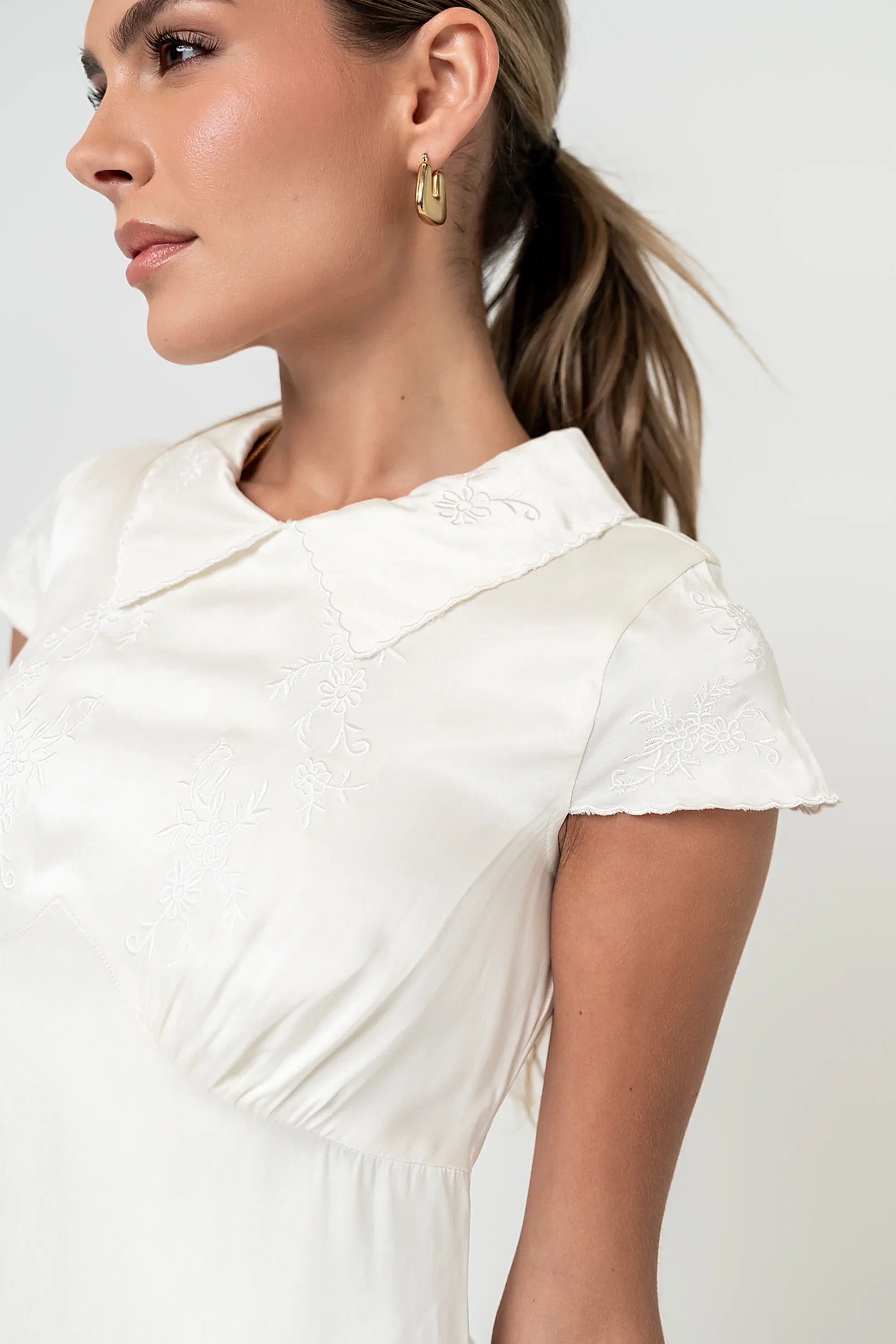 Tammy Embroidered Maxi Dress in Ivory