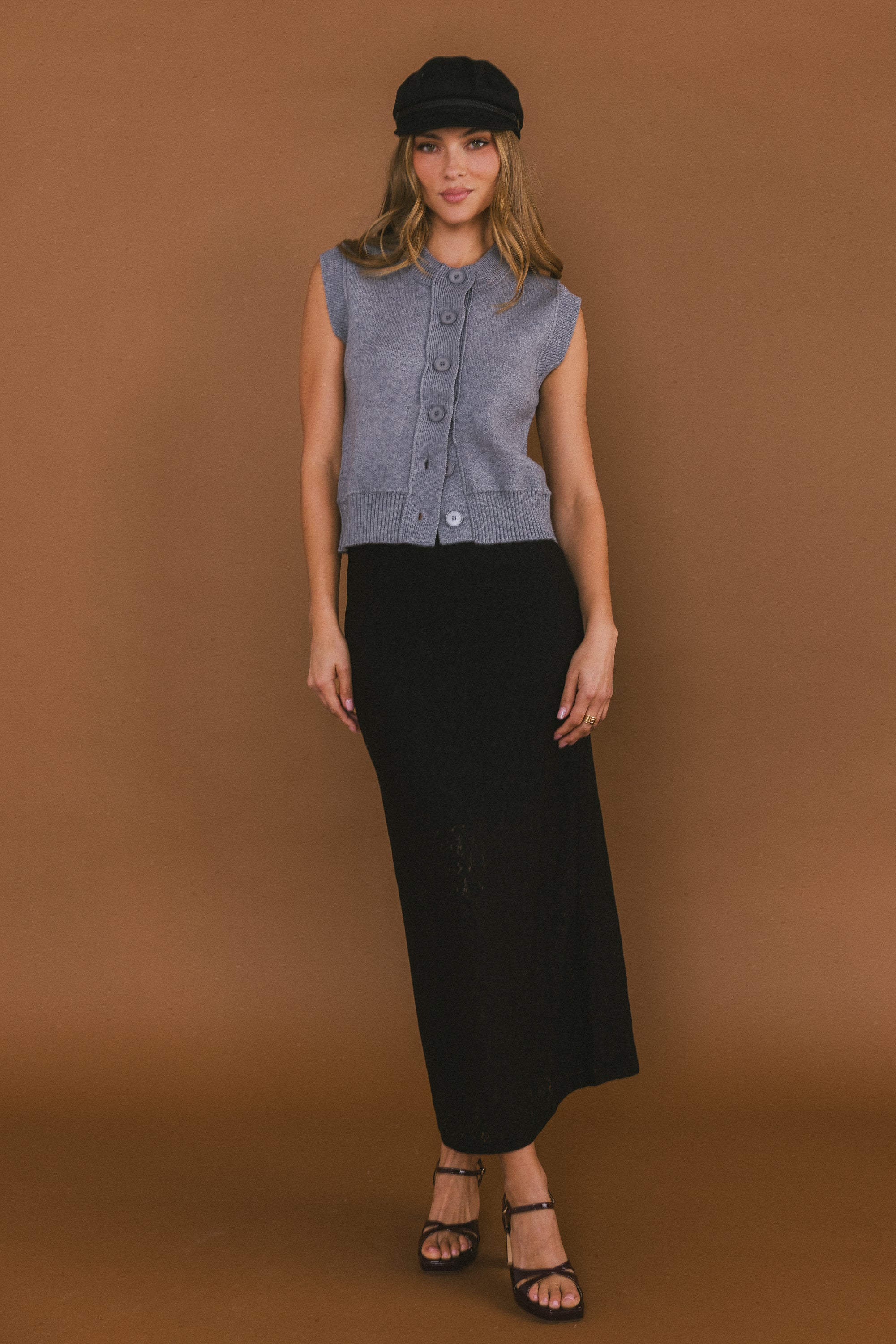 Tori Sweater Vest in Grey FINAL SALE
