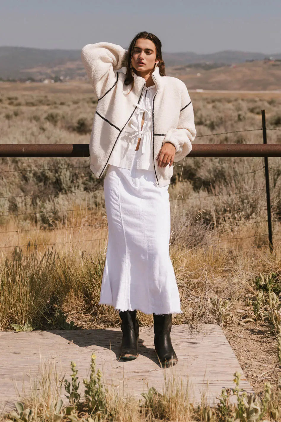 Gabby Fleece Zip Up in Cream FINAL SALE