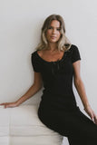 Ariah Ribbon Trim Sweater Dress in Black FINAL SALE