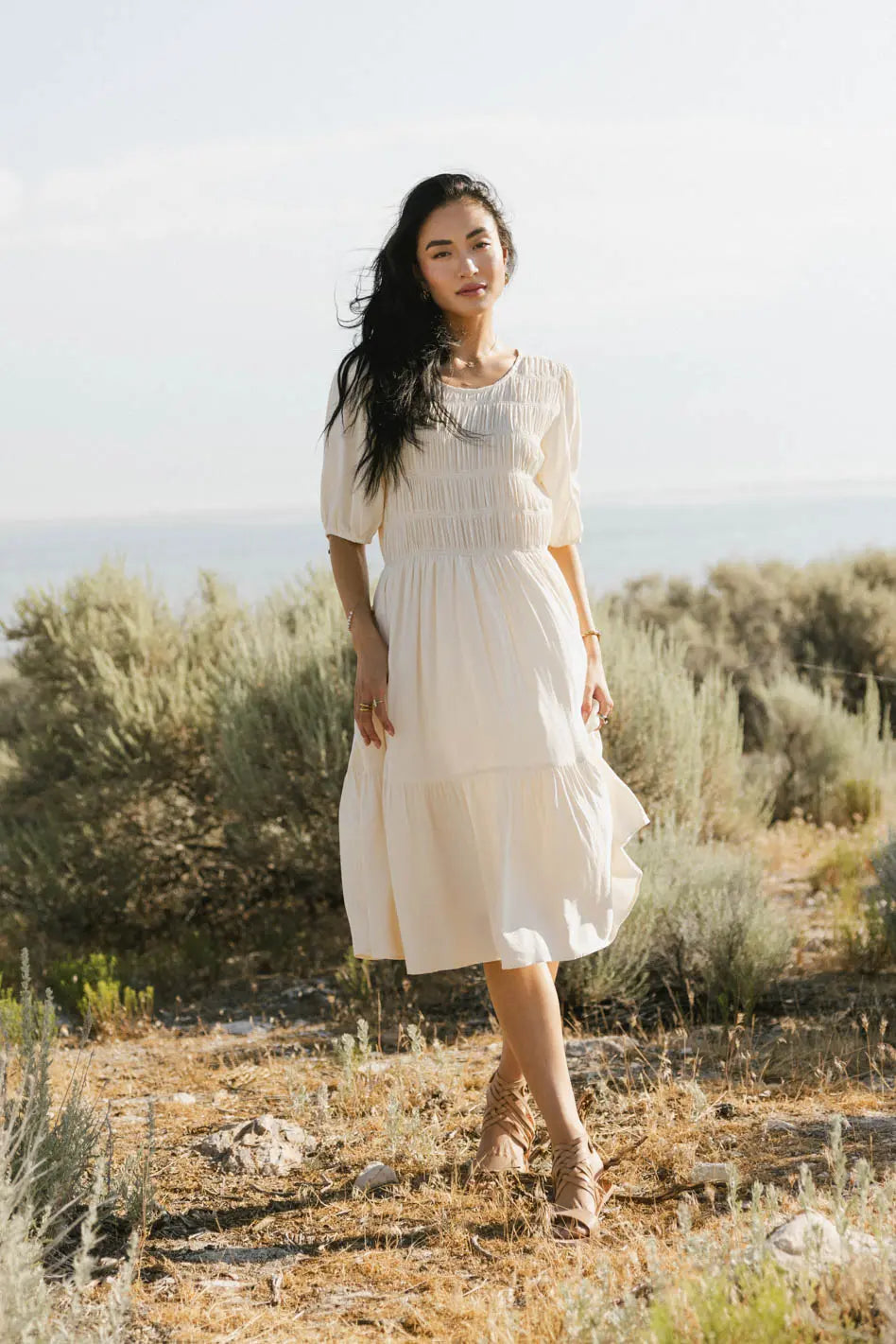 Olivia Faux Smocked Midi Dress FINAL SALE