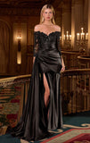 Donna Gown Evening Dress with Lace Sleeves